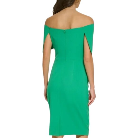 NWT Vince Camuto Off Shoulder Ruched Side Midi Dress in Green Sz. 20W - Picture 4 of 4